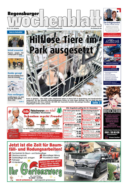 Regensburger Wochenblatt vom Mittwoch, 16.12.2020