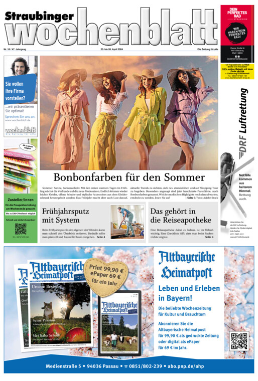 Straubinger Wochenblatt vom Samstag, 20.04.2024