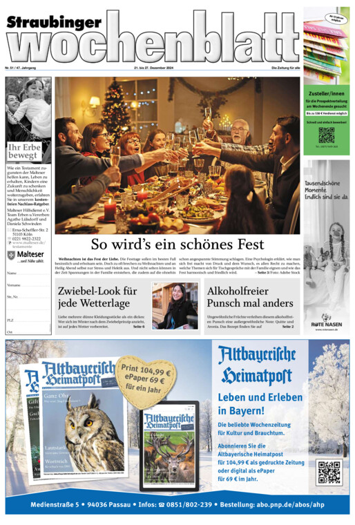 Straubinger Wochenblatt vom Samstag, 21.12.2024