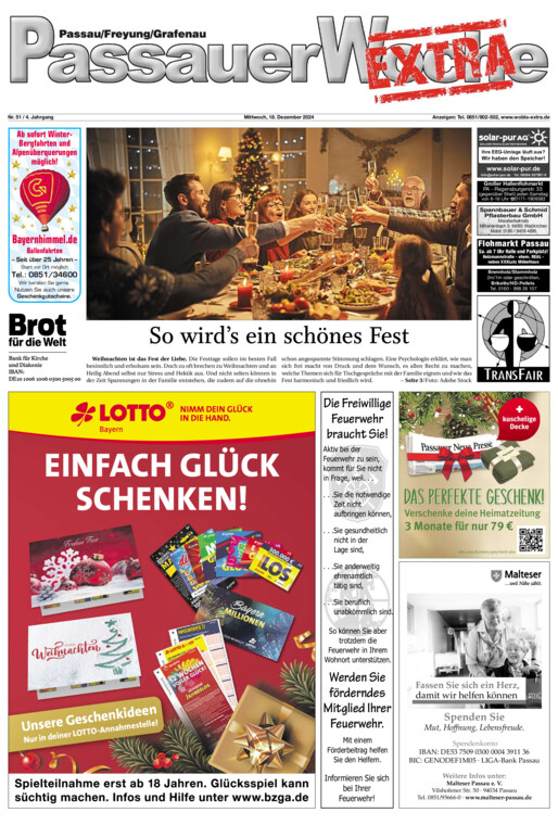 Passauer Woche EXTRA vom Mittwoch, 18.12.2024